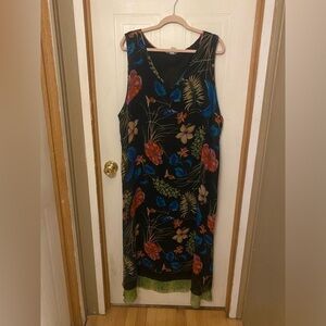 Silks By LLC Silk Floral Sleeveless Dress Tropical/Vaca